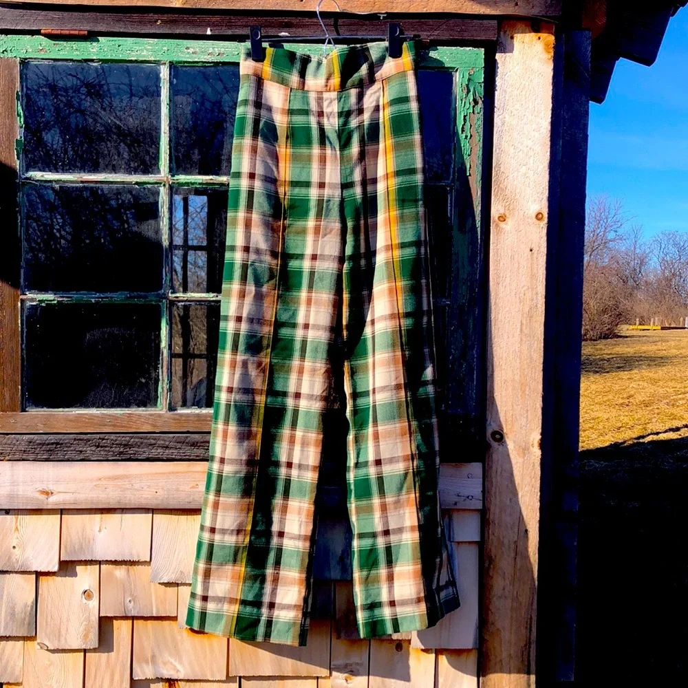 Laura Byrnes Highwaisted plaid pants - Picture 1 of 3